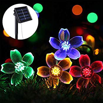 5M 20 Pcs Waterproof Flower Solar LED String Lights Outdoor Indoor Garden Decor 